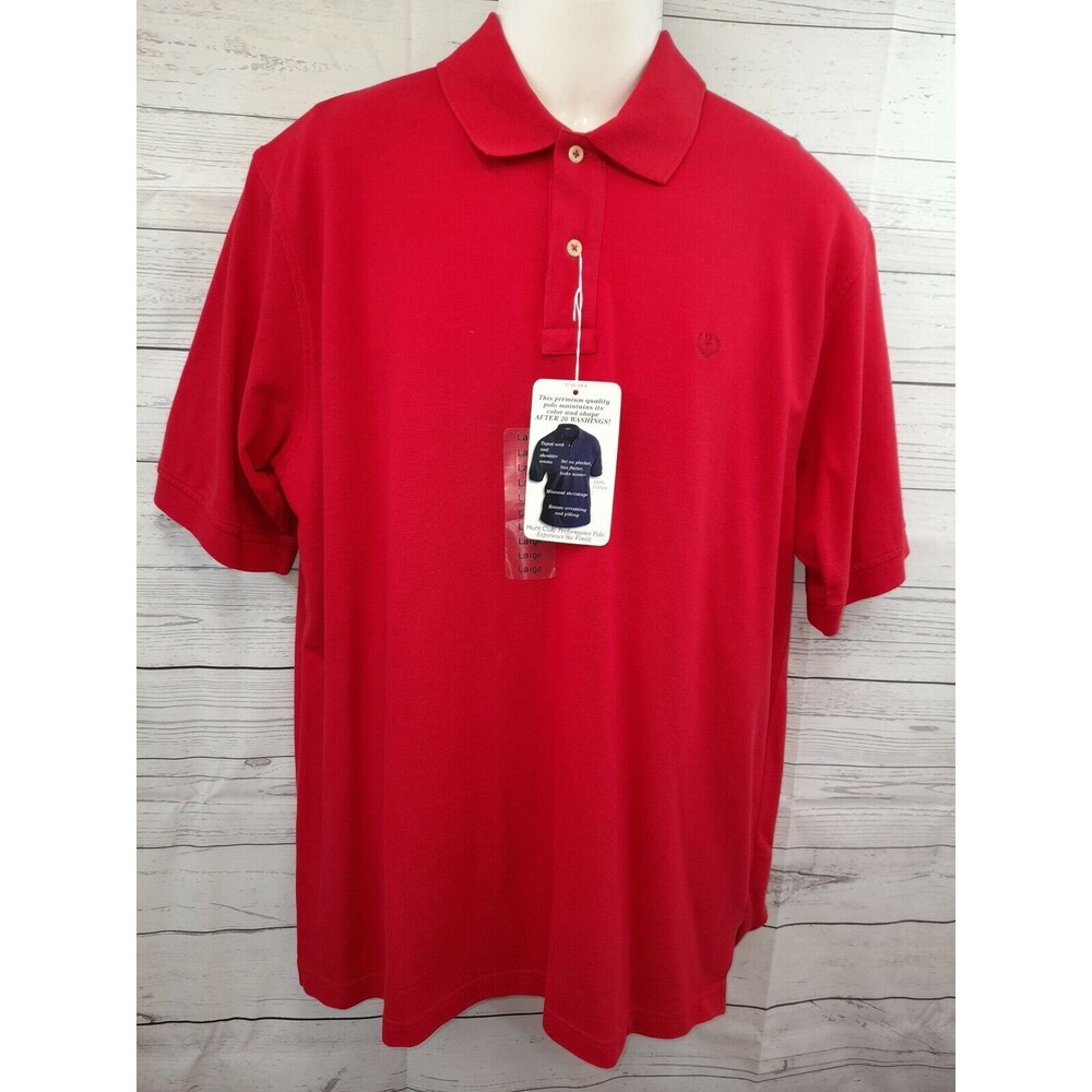 Vtg Mens Hunt Club Golf Polo Shirt Red Short Sleeve New with tags L